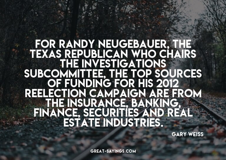For Randy Neugebauer, the Texas Republican who chairs t
