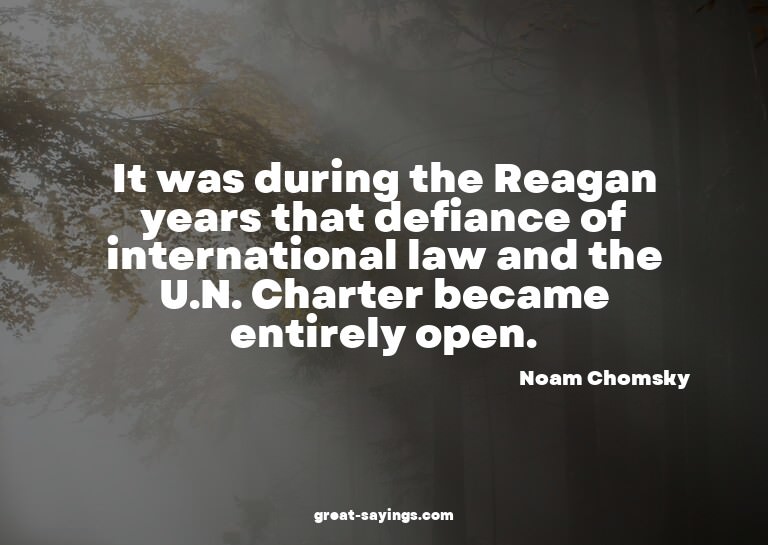 It was during the Reagan years that defiance of interna