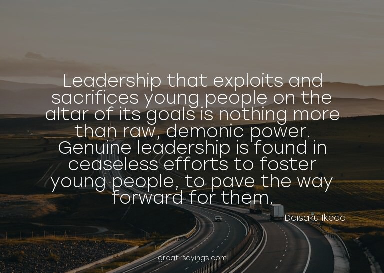 Leadership that exploits and sacrifices young people on