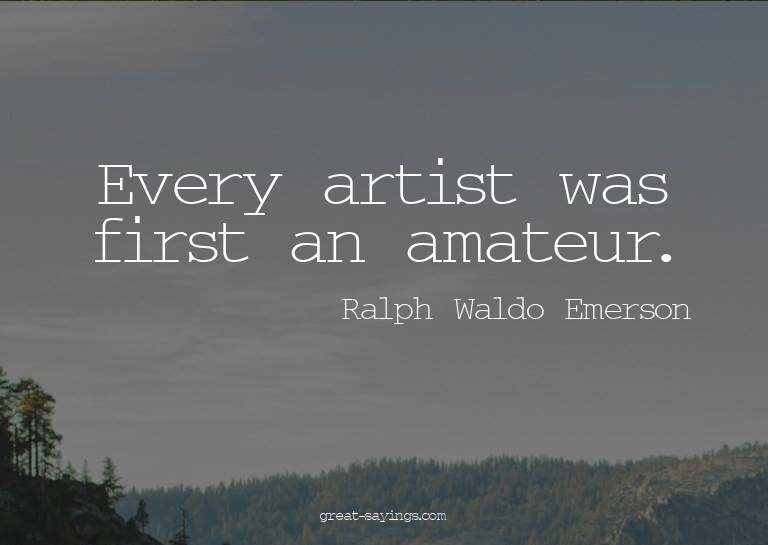 Every artist was first an amateur.

