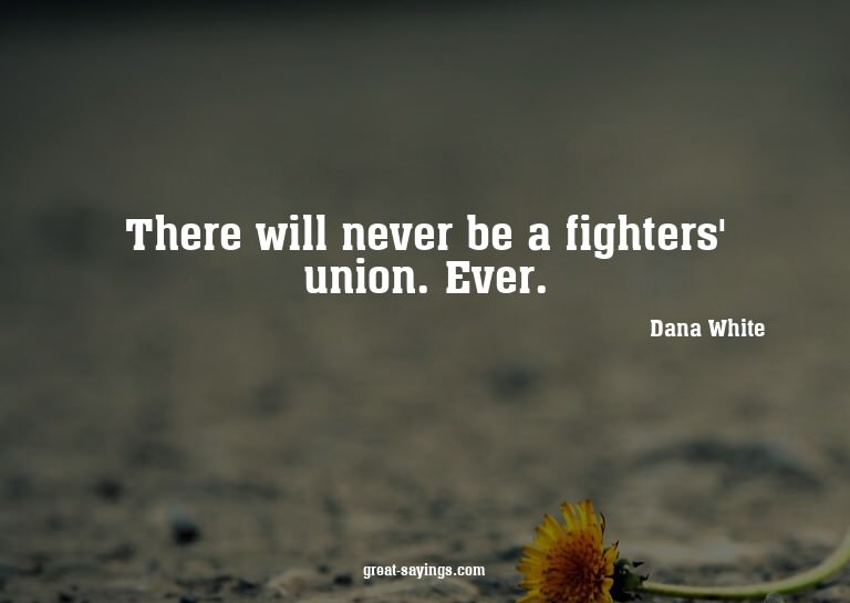 There will never be a fighters' union. Ever.

