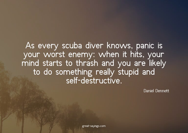 As every scuba diver knows, panic is your worst enemy: