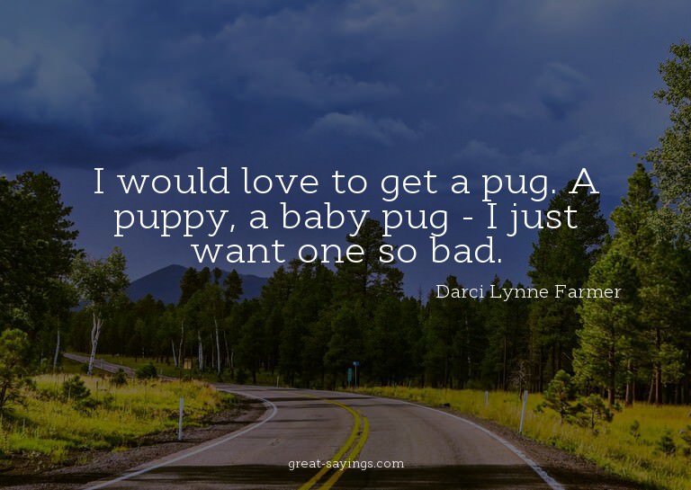 I would love to get a pug. A puppy, a baby pug - I just