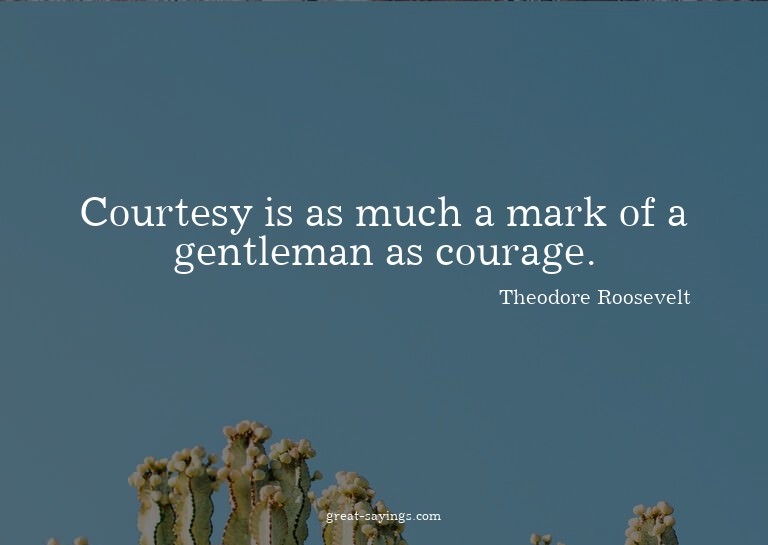 Courtesy is as much a mark of a gentleman as courage.

