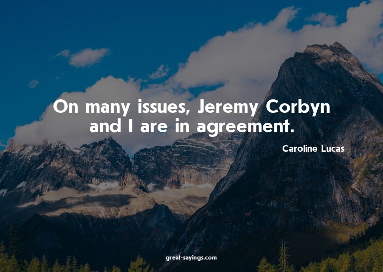 On many issues, Jeremy Corbyn and I are in agreement.

