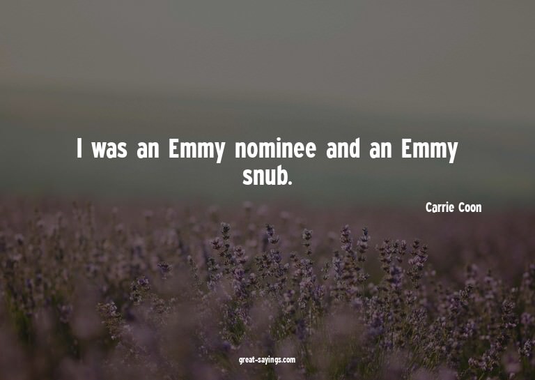 I was an Emmy nominee and an Emmy snub.

