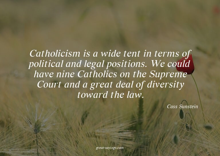 Catholicism is a wide tent in terms of political and le