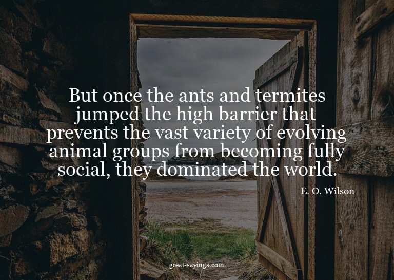 But once the ants and termites jumped the high barrier