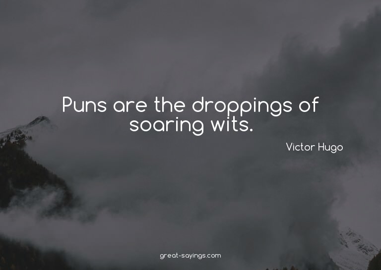 Puns are the droppings of soaring wits.

