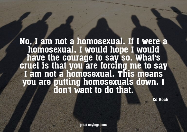 No, I am not a homosexual. If I were a homosexual, I wo