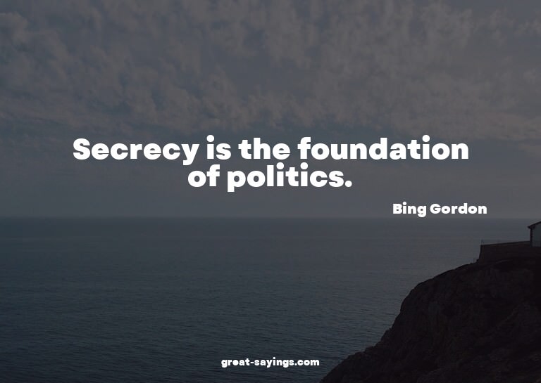 Secrecy is the foundation of politics.

