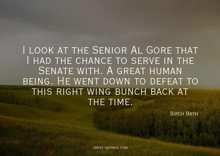 I look at the Senior Al Gore that I had the chance to s