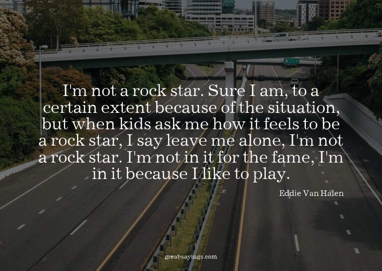 I'm not a rock star. Sure I am, to a certain extent bec