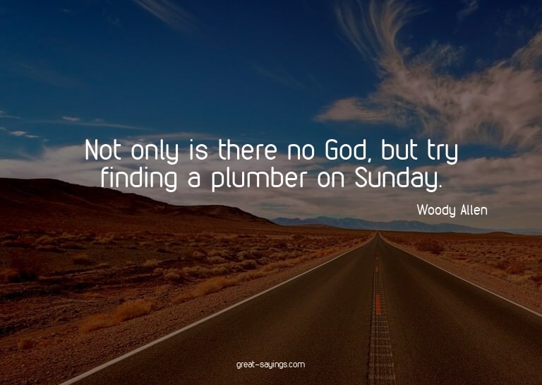 Not only is there no God, but try finding a plumber on