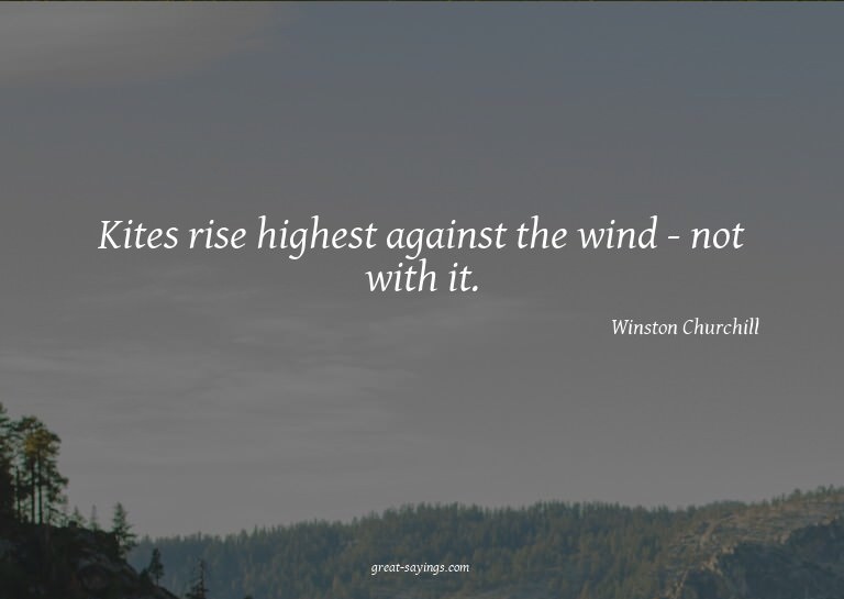 Kites rise highest against the wind - not with it.


