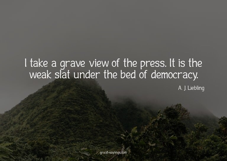I take a grave view of the press. It is the weak slat u
