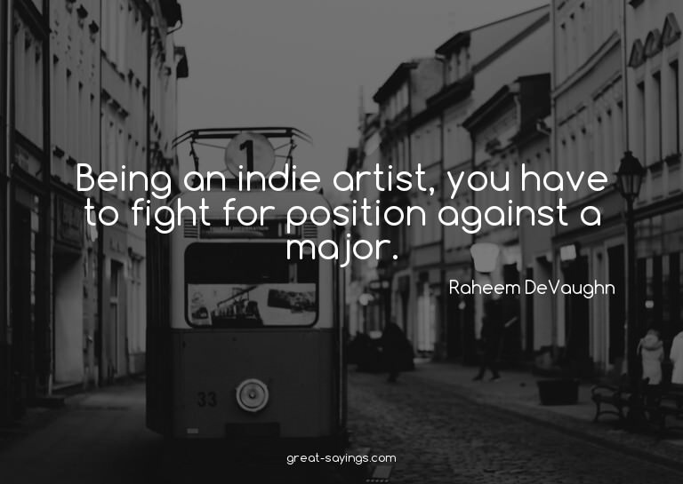 Being an indie artist, you have to fight for position a