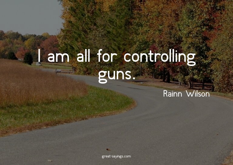 I am all for controlling guns.

