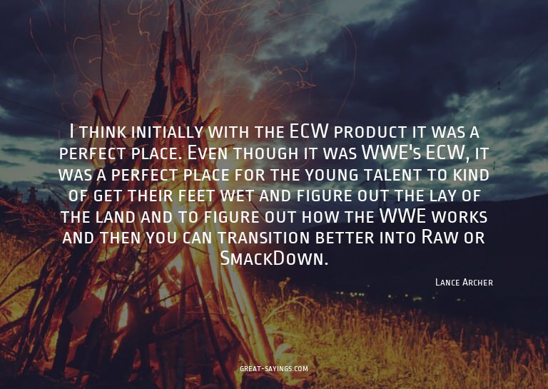 I think initially with the ECW product it was a perfect