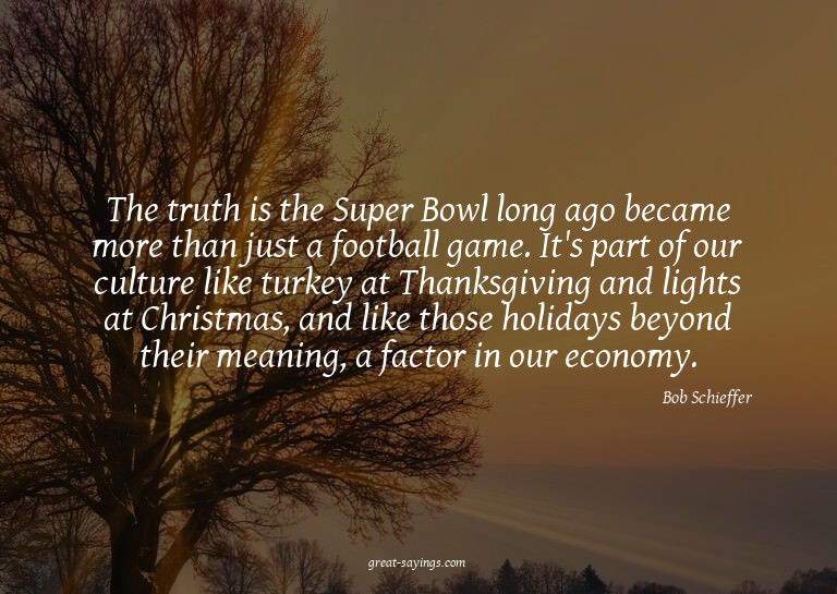 The truth is the Super Bowl long ago became more than j
