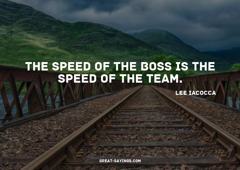 The speed of the boss is the speed of the team.

