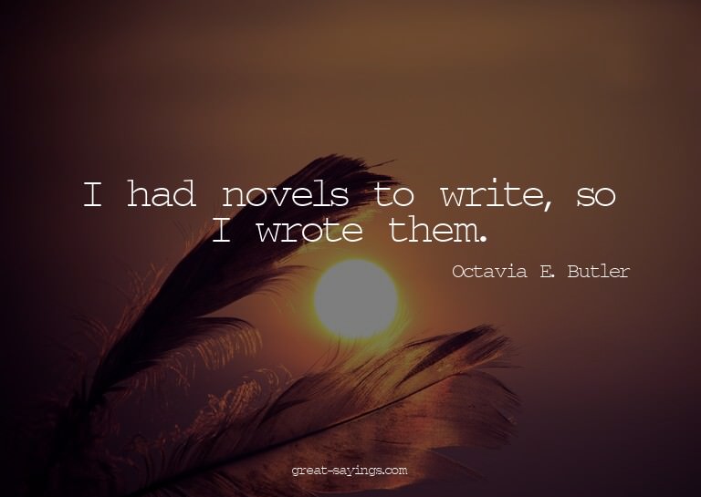 I had novels to write, so I wrote them.

