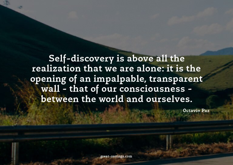 Self-discovery is above all the realization that we are
