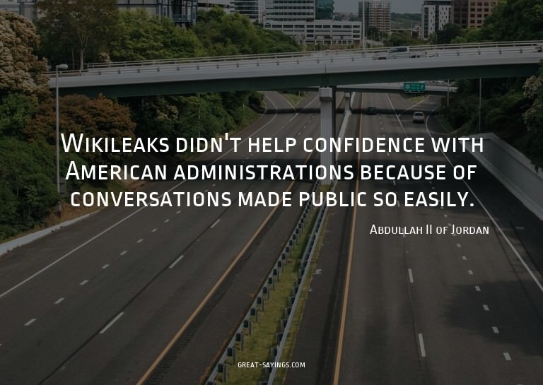 Wikileaks didn't help confidence with American administ