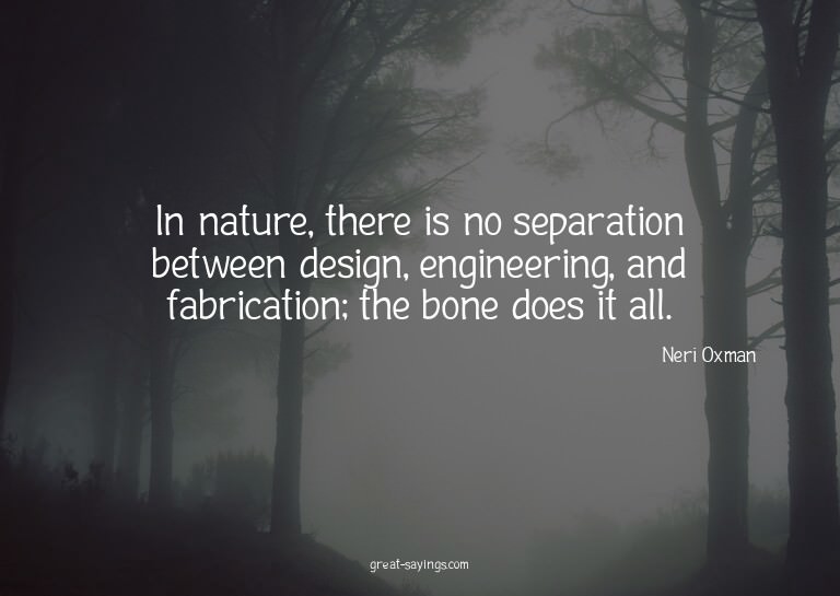 In nature, there is no separation between design, engin