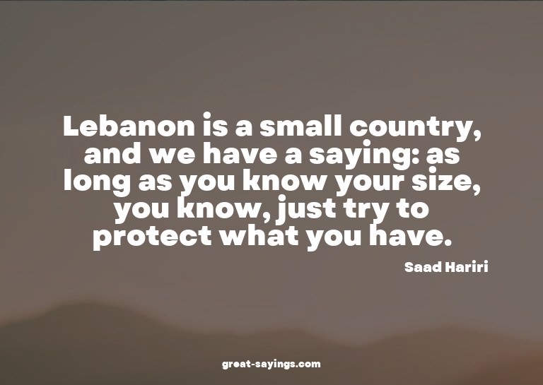 Lebanon is a small country, and we have a saying: as lo