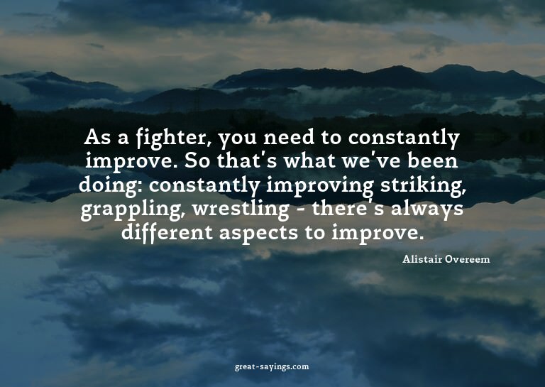 As a fighter, you need to constantly improve. So that's