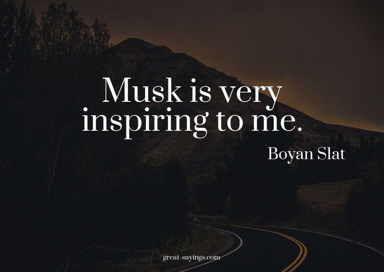 Musk is very inspiring to me.

