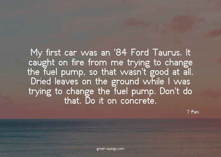 My first car was an '84 Ford Taurus. It caught on fire