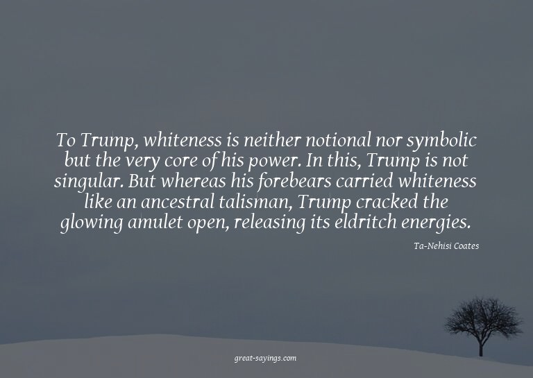 To Trump, whiteness is neither notional nor symbolic bu