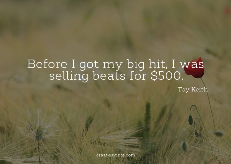 Before I got my big hit, I was selling beats for $500.

