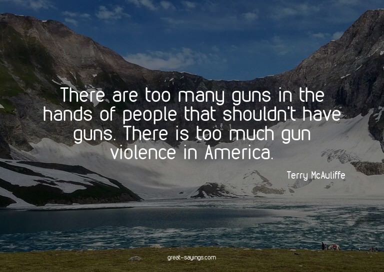 There are too many guns in the hands of people that sho