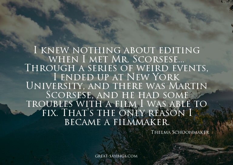 I knew nothing about editing when I met Mr. Scorsese...