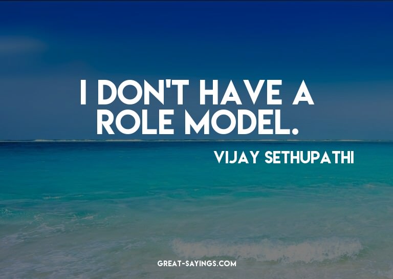 I don't have a role model.

