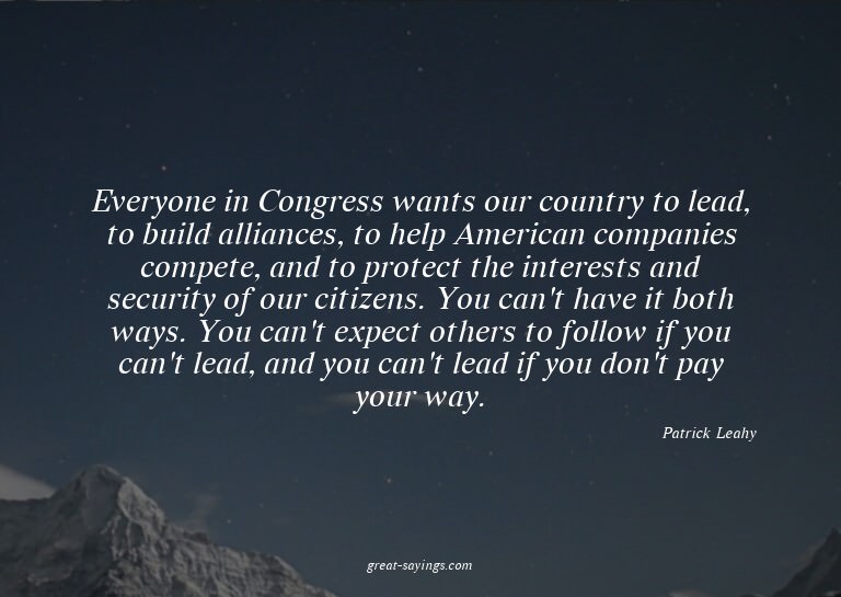 Everyone in Congress wants our country to lead, to buil
