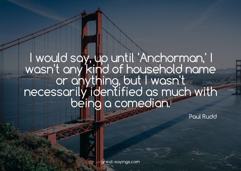 I would say, up until 'Anchorman,' I wasn't any kind of