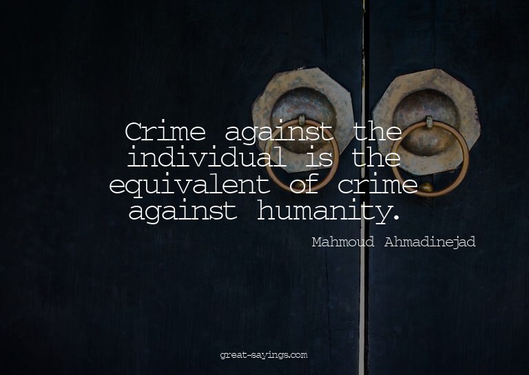 Crime against the individual is the equivalent of crime