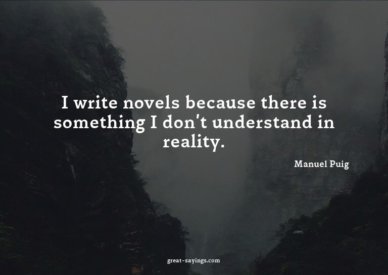 I write novels because there is something I don't under