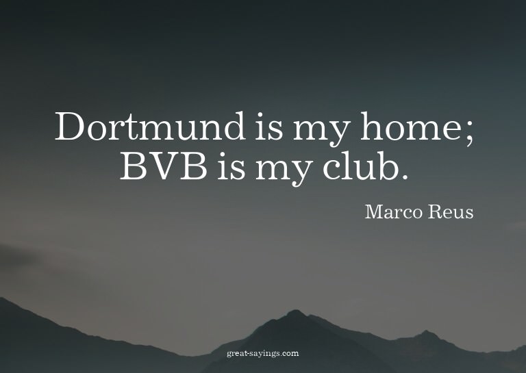 Dortmund is my home; BVB is my club.

