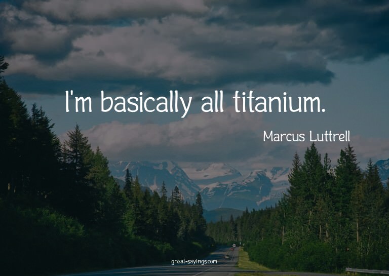 I'm basically all titanium.

