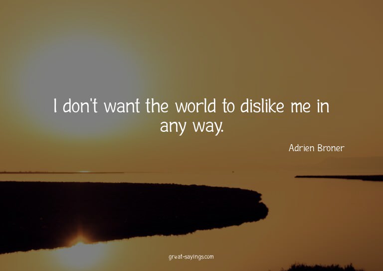 I don't want the world to dislike me in any way.

