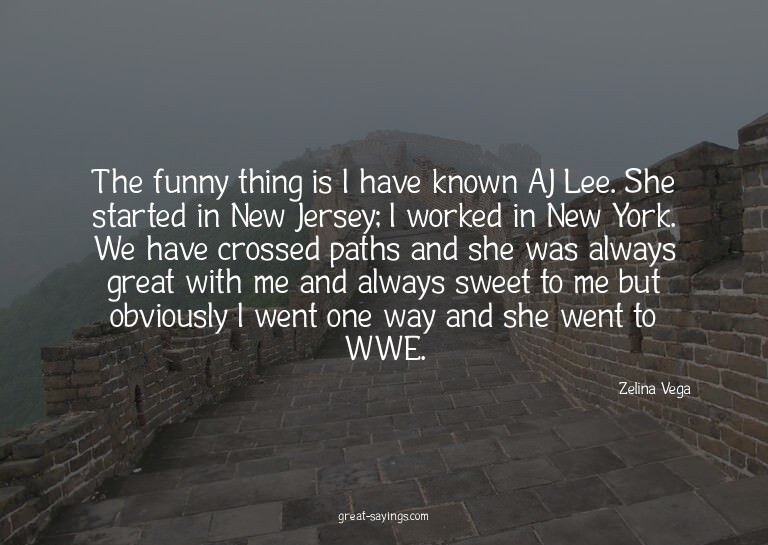 The funny thing is I have known AJ Lee. She started in