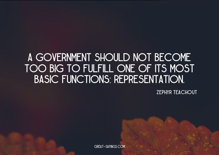A government should not become too big to fulfill one o