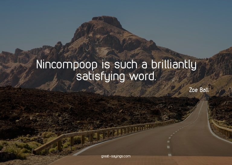 Nincompoop is such a brilliantly satisfying word.

