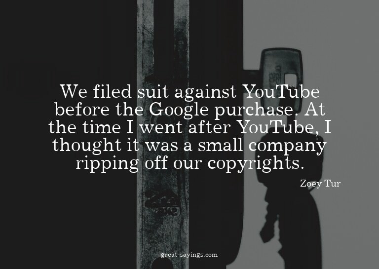 We filed suit against YouTube before the Google purchas