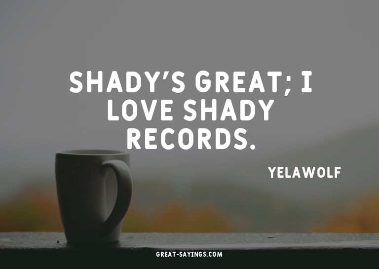 Shady's great; I love Shady Records.

